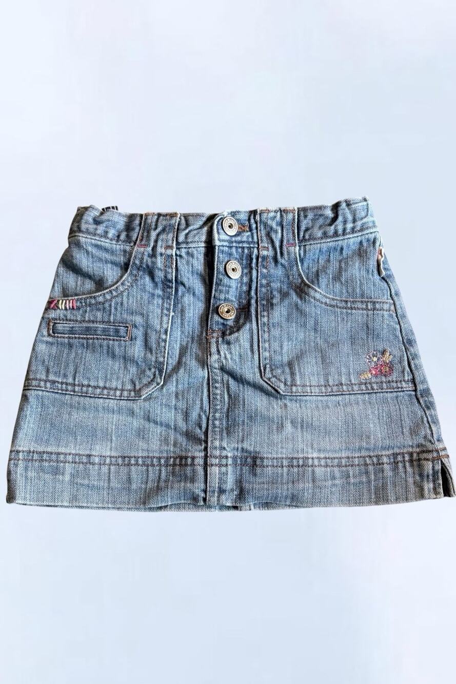 Vintage OshKosh Bgosh Girls Blue Denim Embroidered Skort Size 5